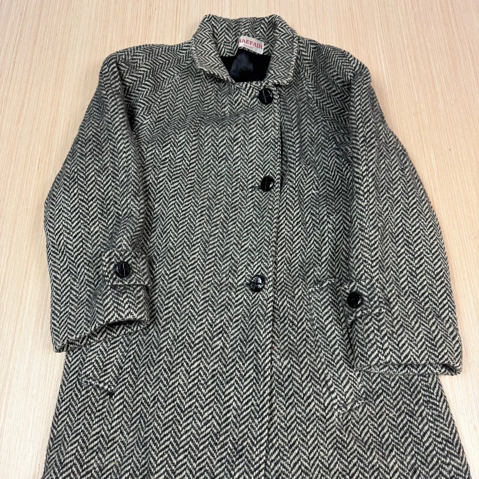 Abrigo Top Abrigo Mujer Tweed Vintage Años 90 Espiga Blanco y Negro S Braefair Foto 4 de 4