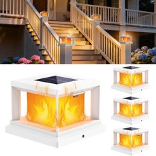 4pack 4x4 Solar Post Cap Lights Outdoor Flickering Flame Waterproof Fence Lamps 4pack 4x4 Solar Post Cap Lights Outdoor Flickering Flame Waterproof Fence Lamps
