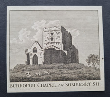 Antiker Druck von 1786 - St Michael - Burrow Mump - Somerset - Kupferstich