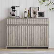 Fluted Sideboard Buffet Cabinet with Storage and Large Drawers for Living Room