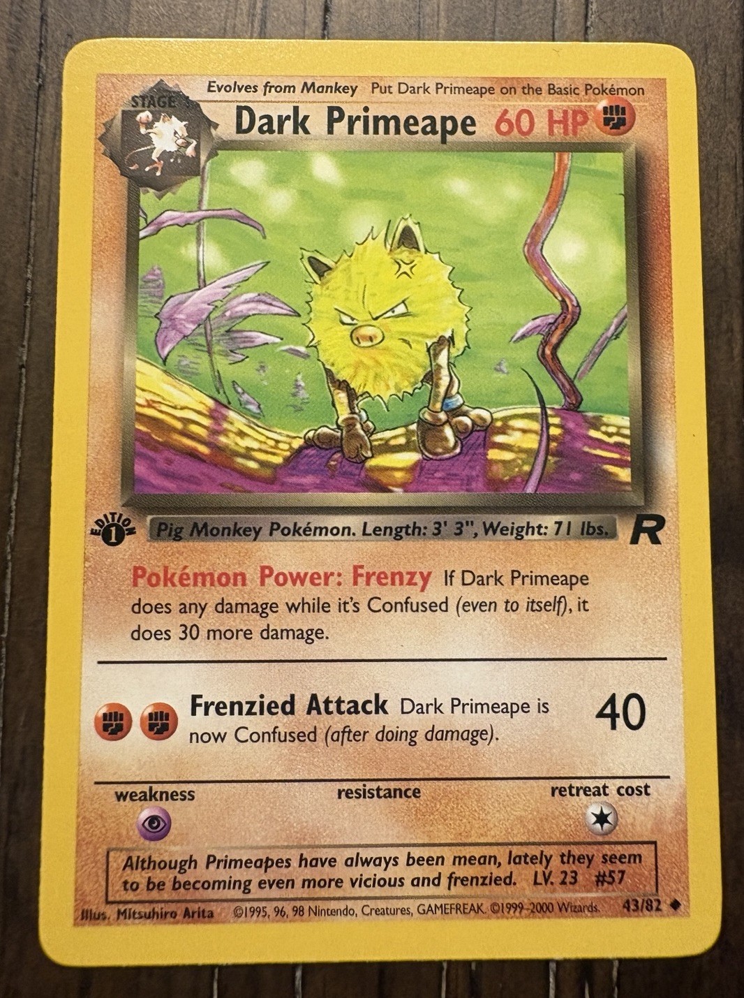 Dark Primeape 43/82 Uncommon Team Rocket Pokemon 1st Edition