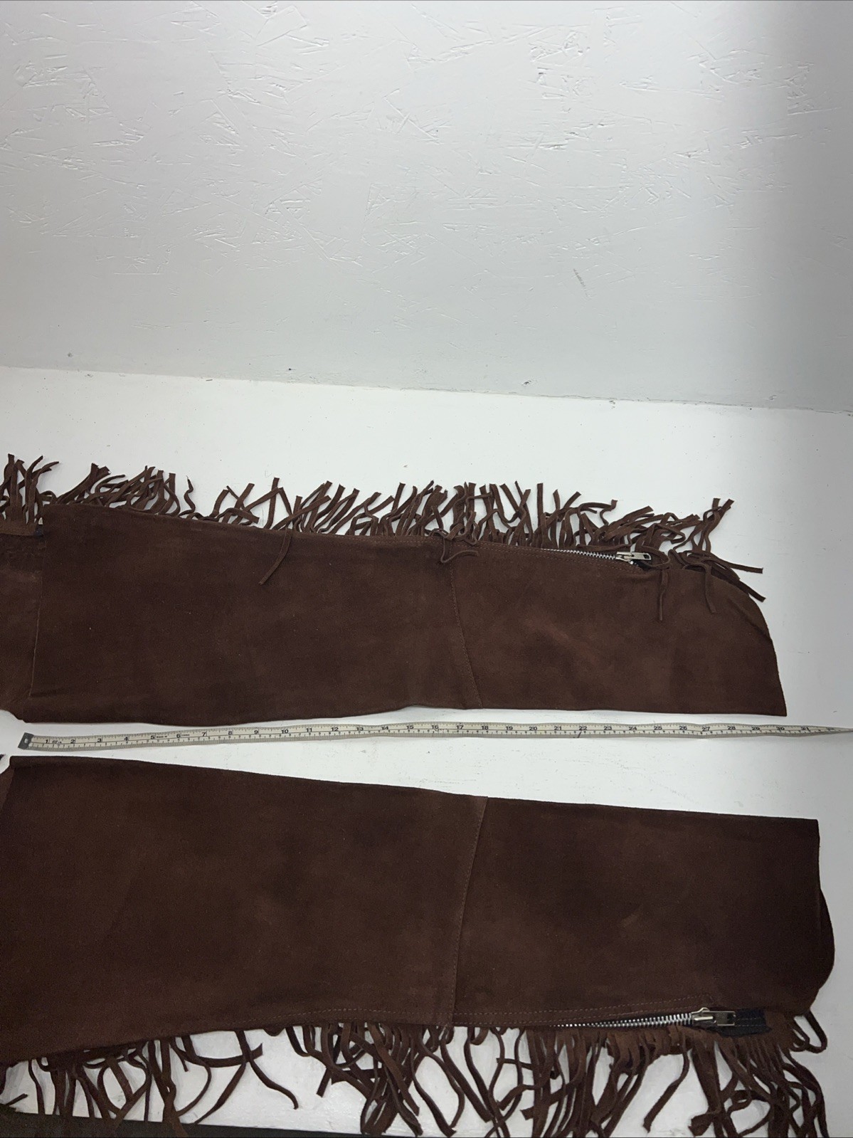 NOS Brown Show Western Chaps With Fringe Adjustable 44” Waist  I-61