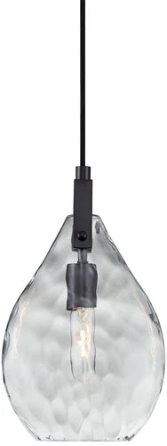 Matte Black Mini Pendant Light 9" Modern Clear Water Glass Shade for Dining Room - Picture 4 of 5