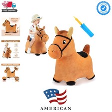 Bouncy Pals Brown Hopping Horse, Toddler Plush Animal Hopper Toy, Kids Inflat...
