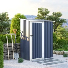 Charles Bentley 4.7ft x 3ft Metal Storage Shed Grey Small Roof Door Apex