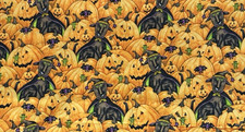 Halloween Fabric Pumpkins Black Cat Witch Cotton 4 Yards 44 Wide