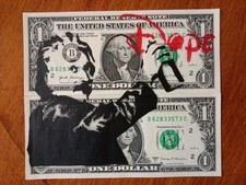 Dollar Art, Street Art "Dope" By Amorce on Real Dollar No banksy Death Nyc