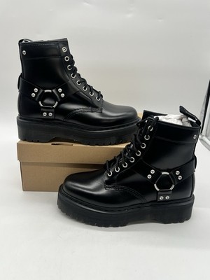 Dr. Martens 1460 Quad Harness Men s Sz 10 Black Leather Platform Ankle Boots.