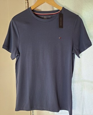 Tommy Hilfiger Women's T-Shirt Blue Round Neck Top Size XS Stretch Cotton NWT