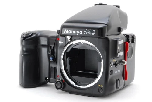 Near Mint Mamiya 645 Pro Medium Format Camera with AE Finder Grip 120 Back Japan