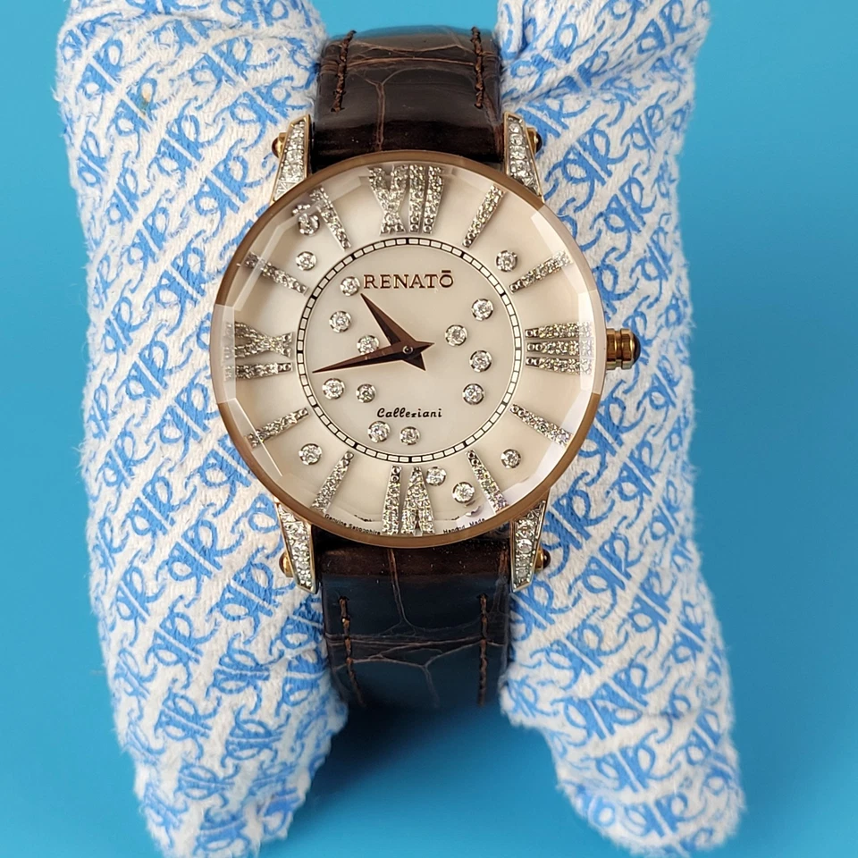 Reloj de cuarzo suizo Renato Calleziani cristal de zafiro genuino esfera de diamantes Foto 2 de 4