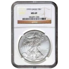 1993 SILVER EAGLE NGC MS 69  ~~ BROWN LABEL  ~~ NO SPOTS ~~ PRISTINE (X)