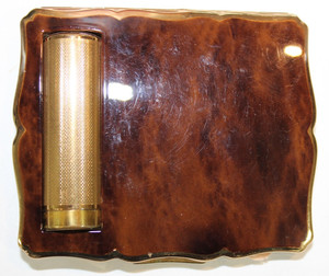Vintage Stratton Powder Lipstick Compact Case Tortoise Enamel Gold MINT