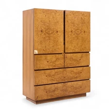 Lane Mid Century Burlwood Armoire Highboy Dresser