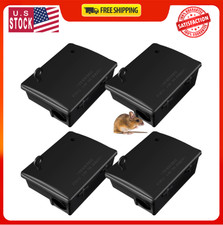4 Pack Rat Bait Stations Large Rodent, Bait Not Includ, Black (9.8 x 7.5 x 3.9)