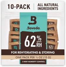 Boveda 62% Two-Way Humidity Control Packs for Storing ½ Oz – Size 4 – 10 Pack –