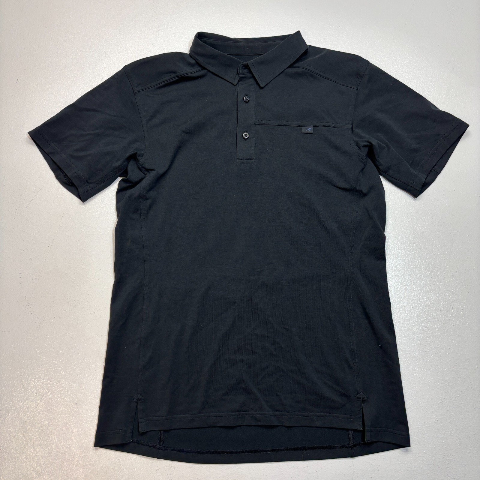 Arc'teryx Golf Polo Shirt Uomo Taglia Small Performance Nera Vestibilità Atletica