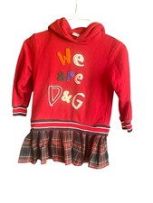 Dolce & Gabbana Kids We Are D&G Red Tartan Hoodie Dress