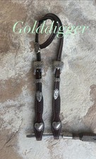 Brand New Cowperson Tack Slide Ear Headstall With Custom Buckles & Heart Conchos
