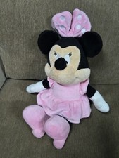 Disney Baby Rattle Chimes Minnie Mouse Plush 14" Pink Crinkle Bow