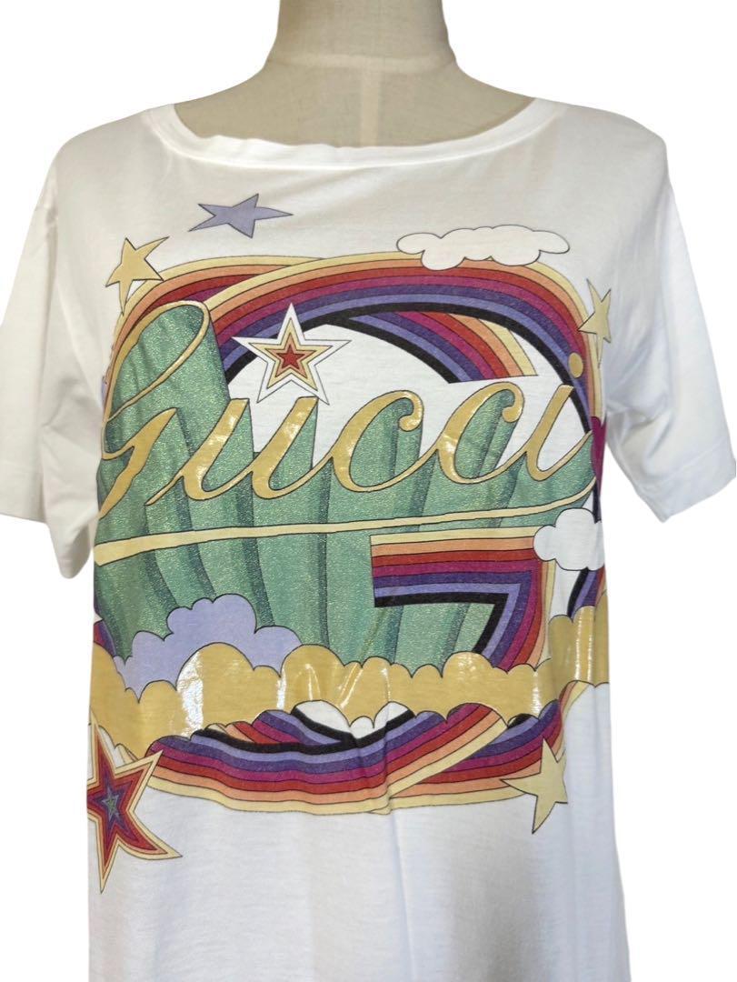 GUCCI Rainbow GG Logo Rainbow T-shirt - Tops Ladies Fashion