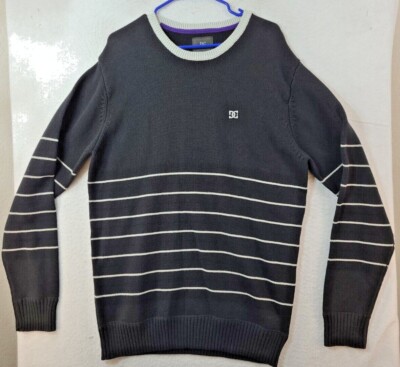 NEW DC Shoes Black Striped Long Sleeve Pullover Sweater Mens