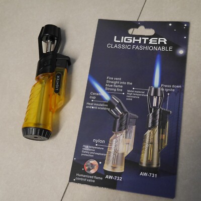 Jet Flame Torche Briquet Longue Portée Réglable Coupe-Vent Cadeau Briquet Butane Rechargeable Bougie, Cuisinière, Cuisinière, Cuisine, Barbecue, Camping (Gaz Non Inclus) (Color : Gold