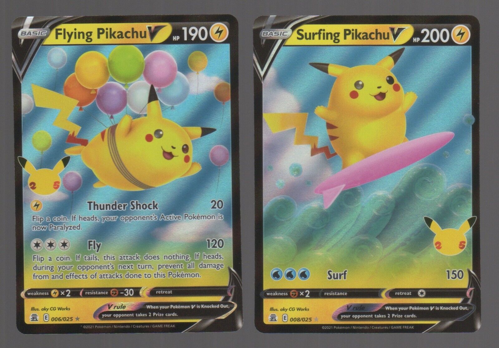  Pikachu Ultra Rare Card Lot - x6 Pokemon Card Set - Pikachu V -  Flying Pikachu V - Surfing Pikachu V : Toys & Games