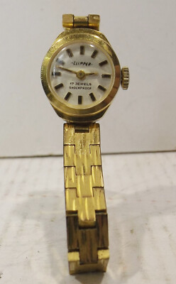 Alte kleine goldf. mechanische Zarja Zarya (Clipper) Vintage  Damen Armbanduhr
