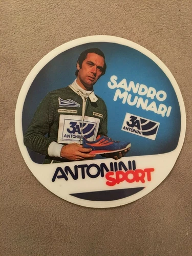 STICKER STICKER, VINTAGE 70s, rally car SANDRO MUNARI ANTONINI SPORT SHOES
