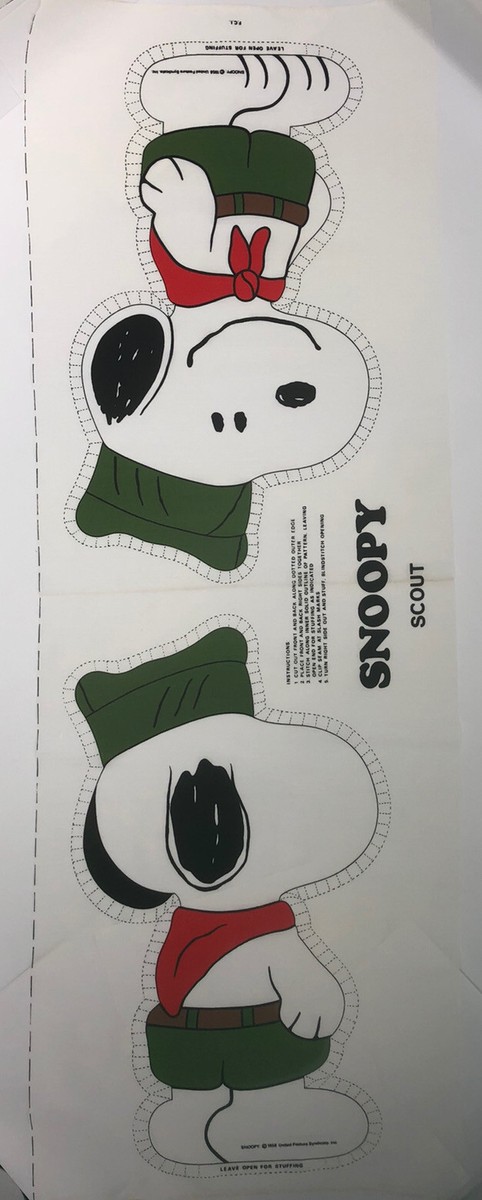 Vintage Peanuts Snoopy Scout Craft Fabric Panel Cut n Sew Vintage Peanuts Snoopy Scout Craft Fabric Panel Cut n Sew