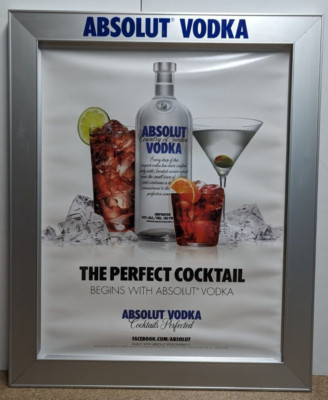 2011 Absolute Vodka Metal Framed Advertising Sign