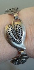 Vintage Estate Dancraft Sterling Silver Textured Leaf Link Bracelet size Average