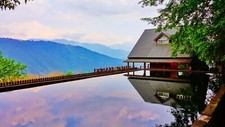 Landscape photography water reflection house fence Custom Gaming Mat Desk