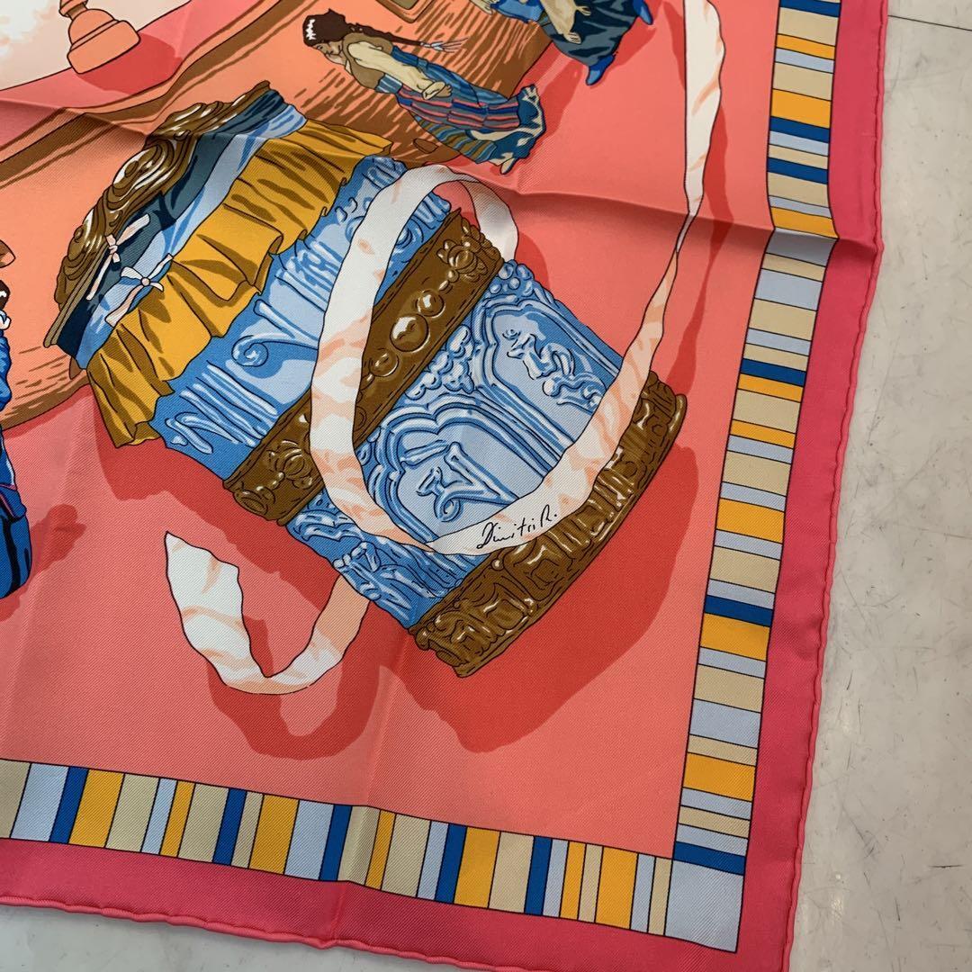 HERMES Carre 90 PRIERES AU VENT 100% Silk Scarf Stole Pink Women