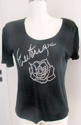 **ZANELLA*** Schwarzes Strass Shirt ~ Gr.42 ~ Kurz Arm