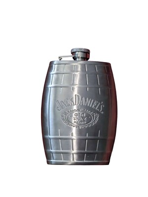 2007 Jack Daniels ''Old No 7''  Stainless Steel Flask Keg Barrel Gift Man Cave  