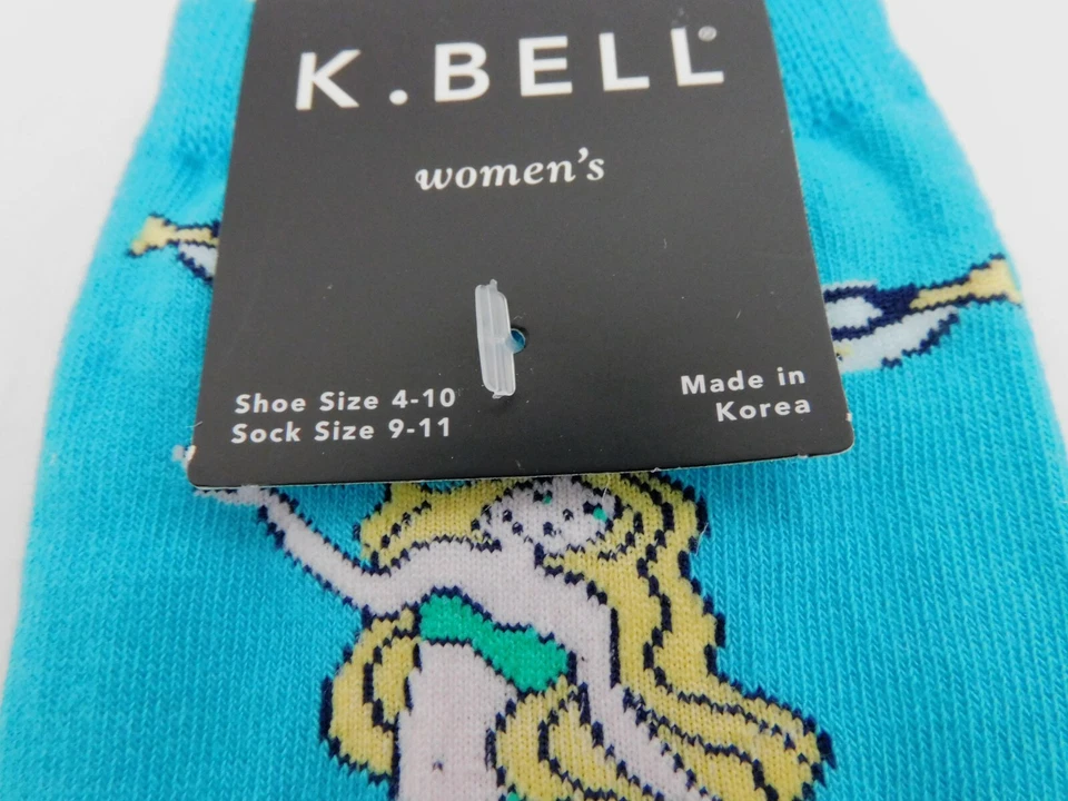 Calcetines Sirena Turquesa Sea Life Damas Largo Redondo Mezcla Algodón K Bell Foto 4 de 4