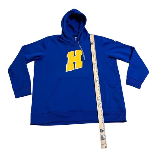 Adidas Hooded Sweatshirt Mens XXL Royal Blue Yellow Hoodie “H” - Picture 2 of 8
