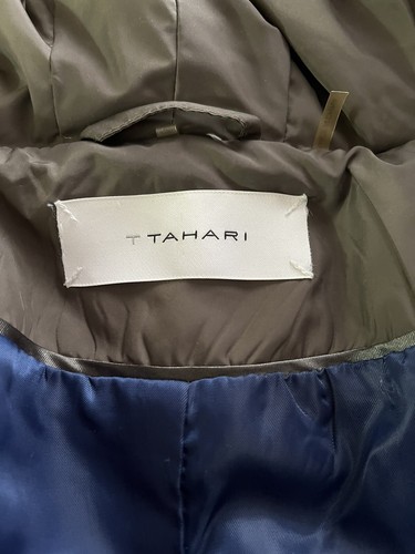 Tahari Grey Hooded Down Puffer Jacket Coat Sz 2 - Picture 13 of 15