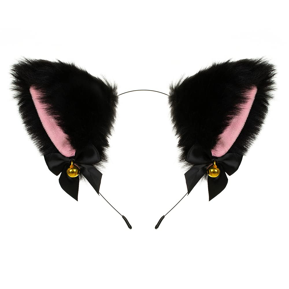 Animal Faux Fur Cat Dog Ears Headbands with Bells Lovely Flexible Hair Accessory