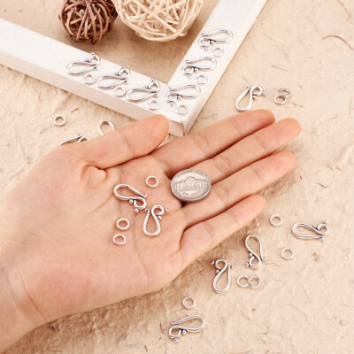 50Sets Tibetan Silver Hook and Eye Clasps Nickel Free Antique