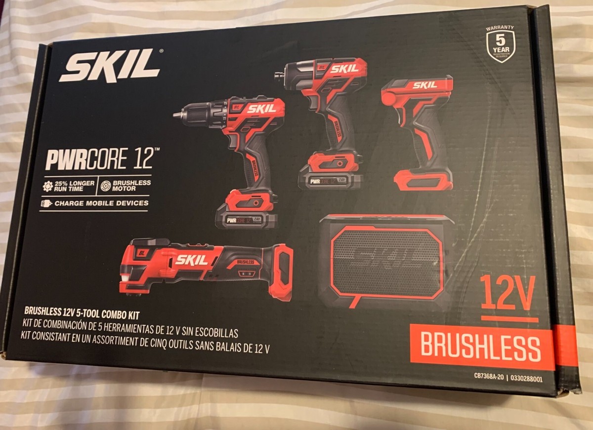 Skil CB7368A-20 12V I-on Brushless Cordless 5-Tool Combo Kit W/ Batteries  NEW