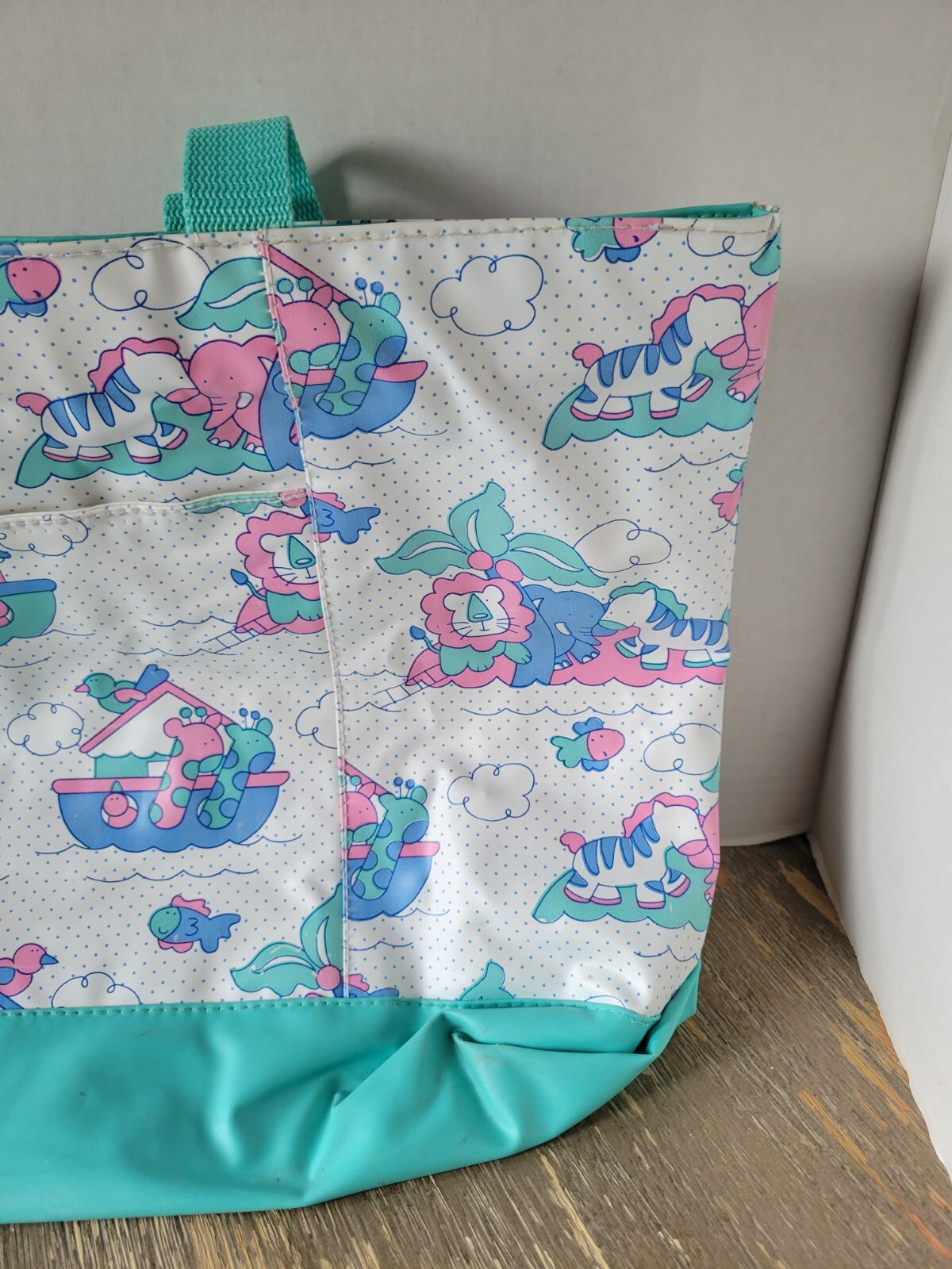 Vintage Baby Designs White Blue Pink Animal Diaper Bag eBay