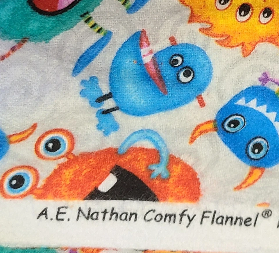 BTY X 44"W Flannel Childrens Fabric Monsters By A. E. Nathan Co. Quilting Sewing - Image 4 of 4
