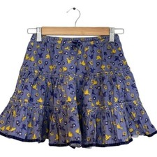 Mini Boden Corduroy Tiered Layered A Line Skirt Size 4 - 5 Birds and Floral