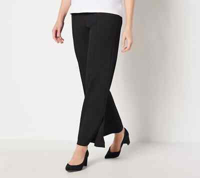 NEW ISAAC MIZRAHI LIVE! REGULAR PEBBLE KNIT SOLID ANKLE PANT BLACK SZ XS #W302