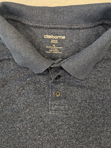 Claiborne Men's Polo Shirt X-Large Blue Slim Fit Stretch Golf Activewear Casual - Picture 3 of 7