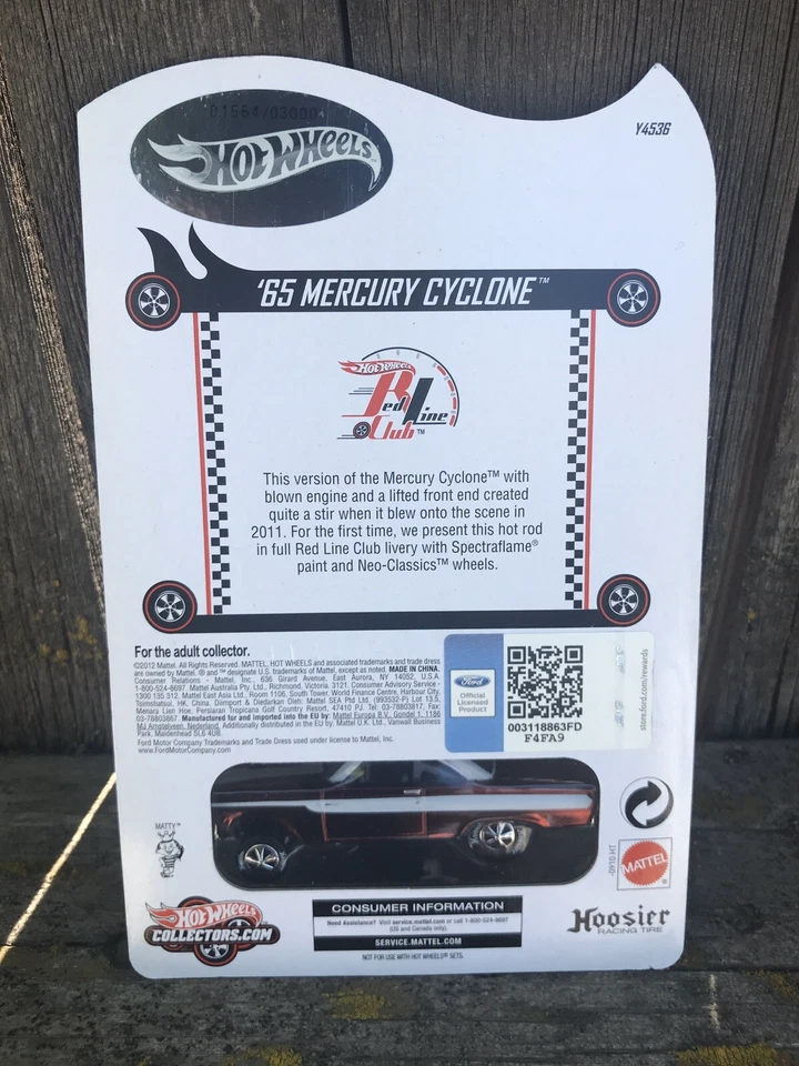 Hot Wheels Red Line Club 65 Mercury Comet Cyclone 1564/3000 muy difícil de encontrar Foto 2 de 2