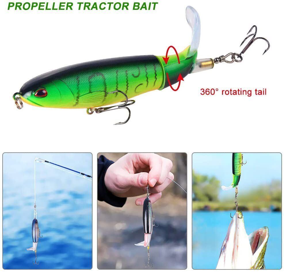 Whopper Plopper Topwater Lures 10-Pack, Floating Propeller Tail Bass Lures - Image 5